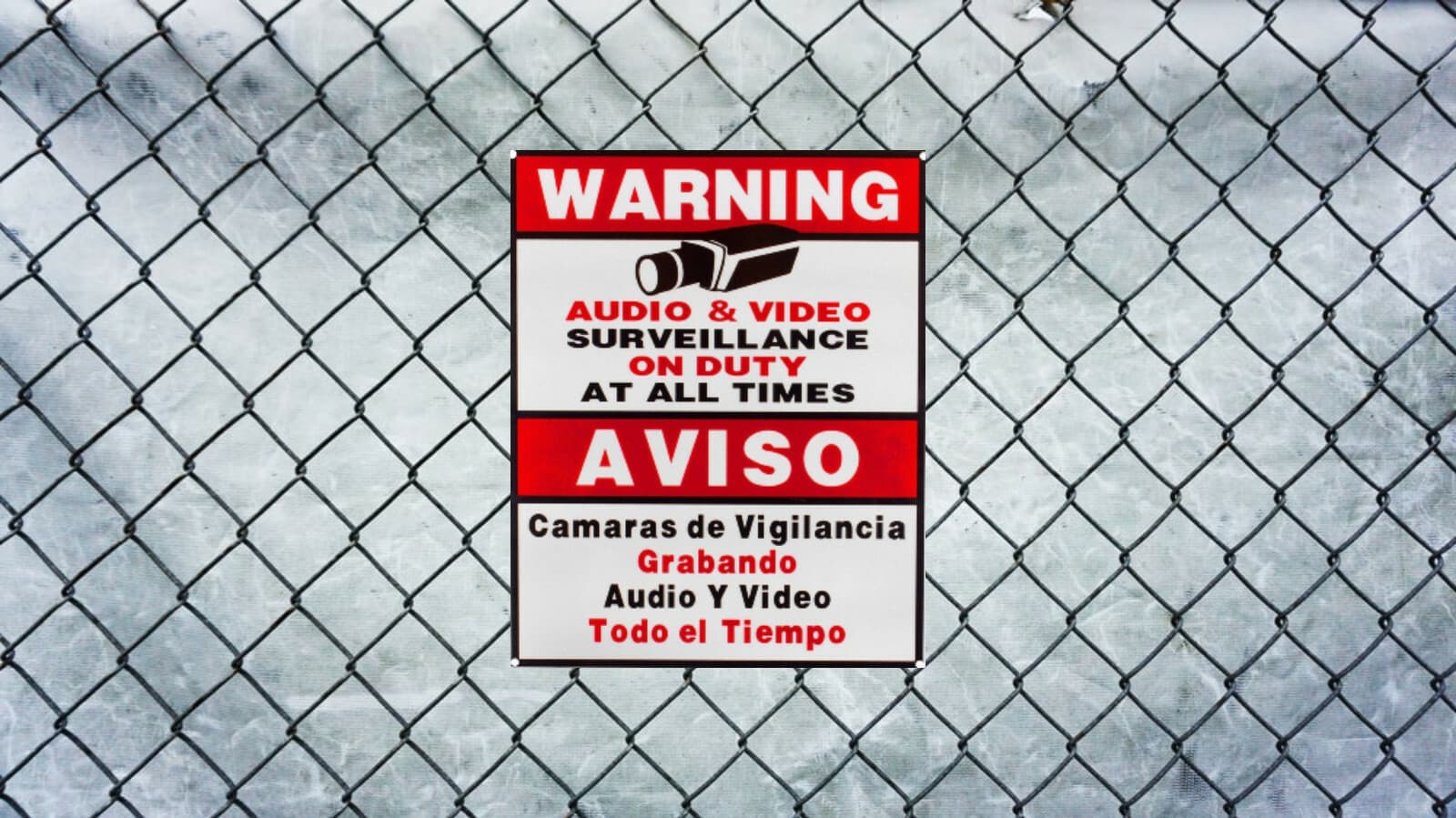 CCTV Security Surveillance Warning Sign Audio Video English Spanish 9''x11'' 2