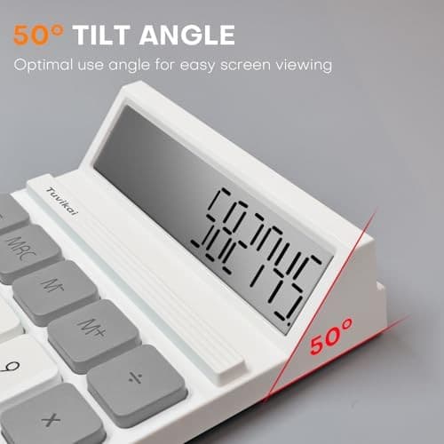 12-Digit LCD Desktop Calculator - Portable Handheld Basic Office Gray 3