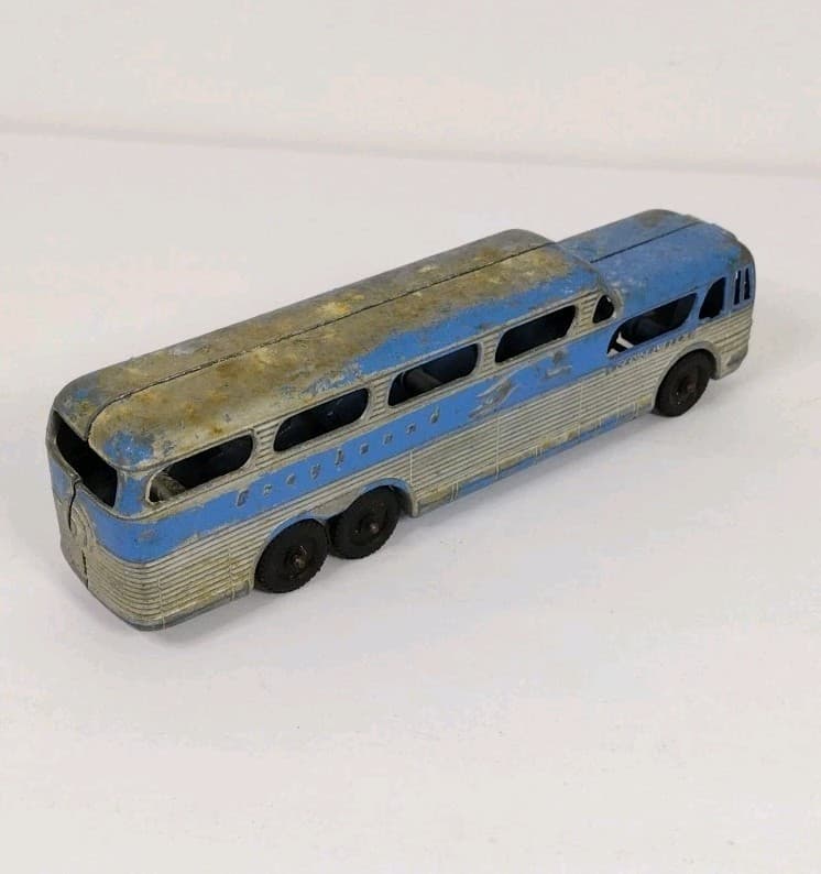 Vintage Tootsie Toy Greyhound Bus Scenicruiser 7" Blue 2
