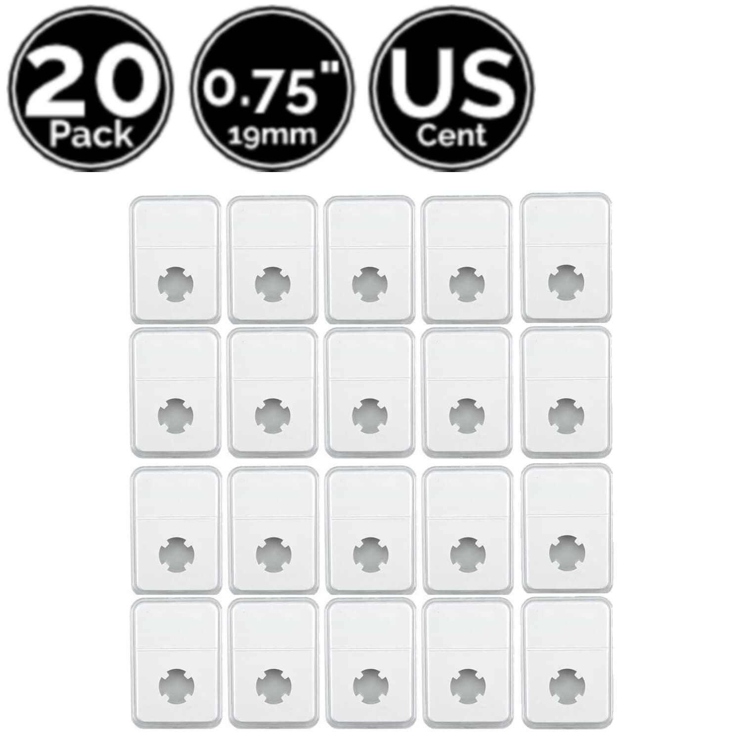 20 Pack 0.75 INCH 19 mm Slab Coin Display Holder Direct Fit For US Cent Penny