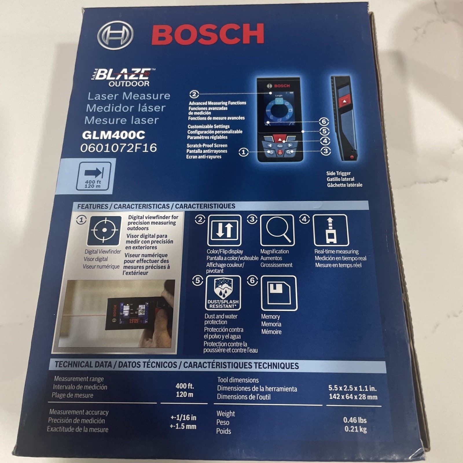 BOSCH BLAZE GLM400C 400-ft Red Laser Distance Measurer with display Bluetooth 2