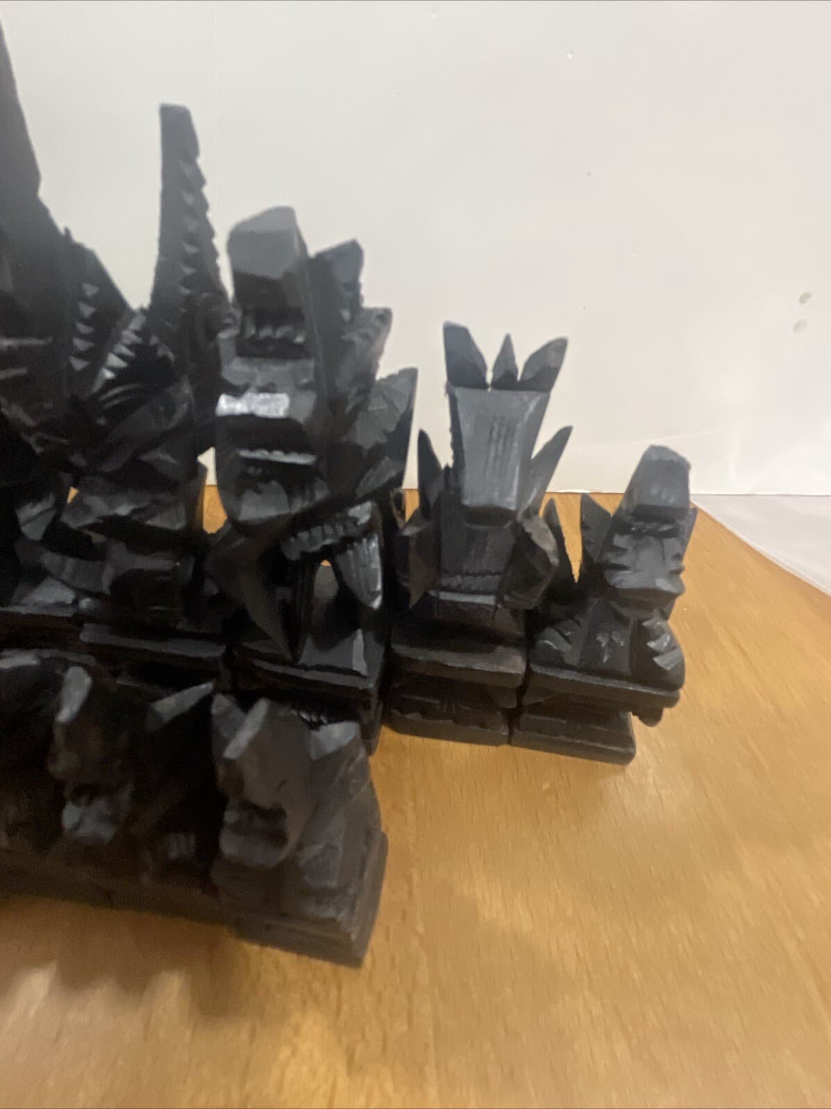 Rare Handcarved Ramayana Garland Chess Set Hindu Bali 6