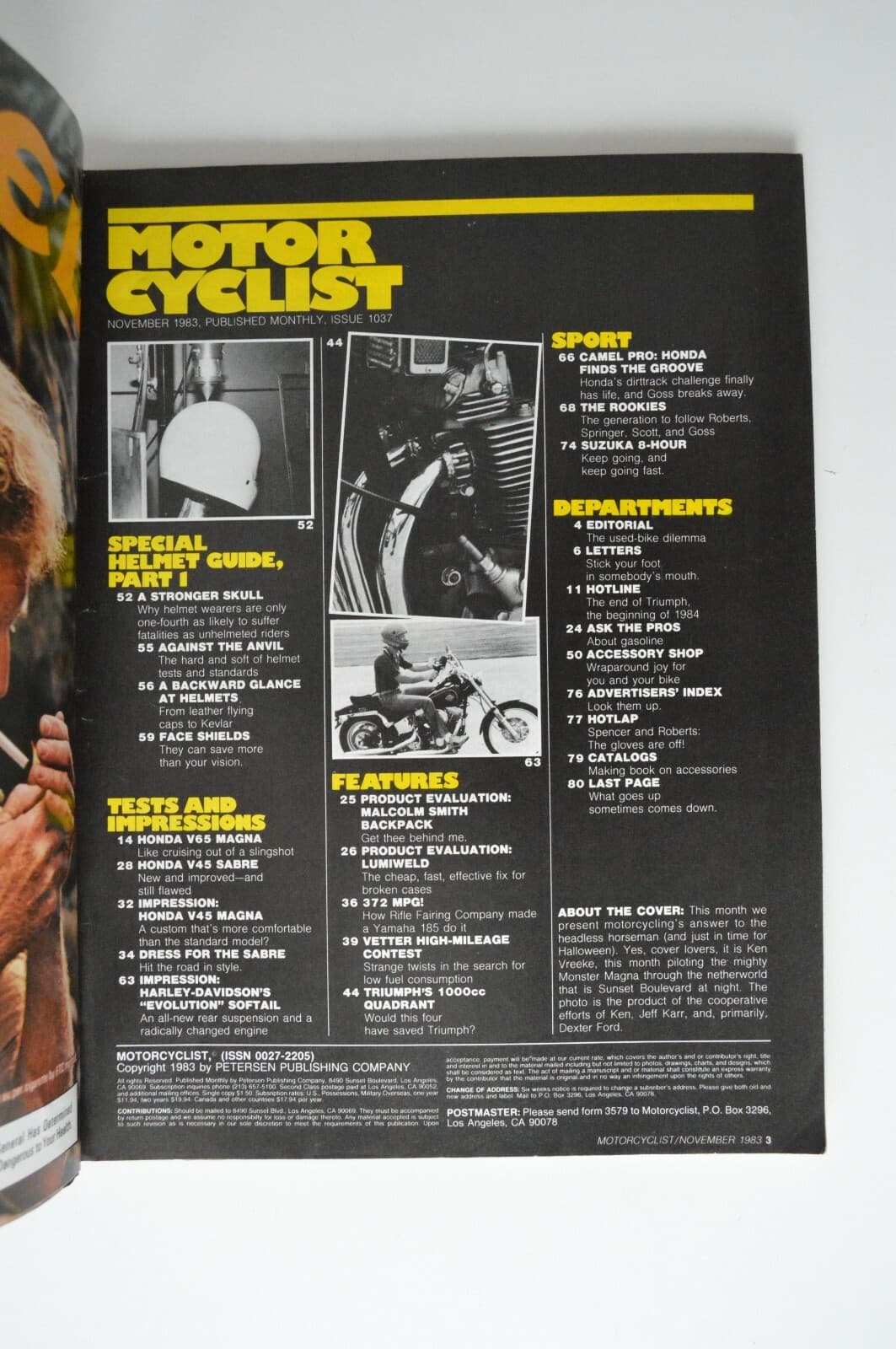 November 1983 Honda V65 Magna Sabre V45 Harley Davidson Softail CYCLIST MOTOR 2