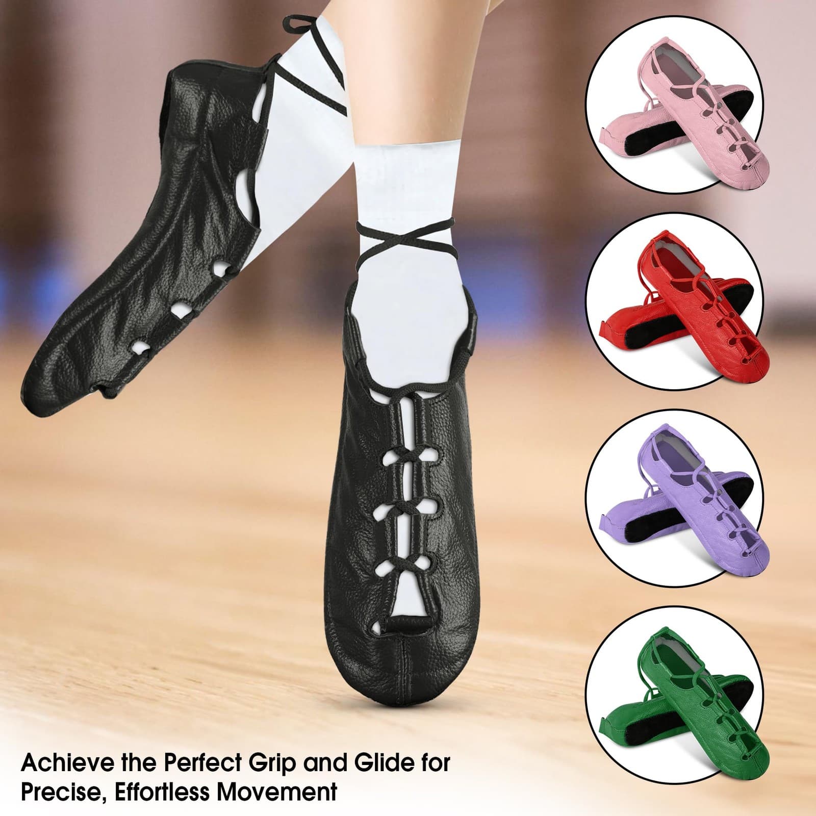 Irish Dance Pump Shoes Soft Cowhide Leather Pump Style for Competitive Irish ... 5