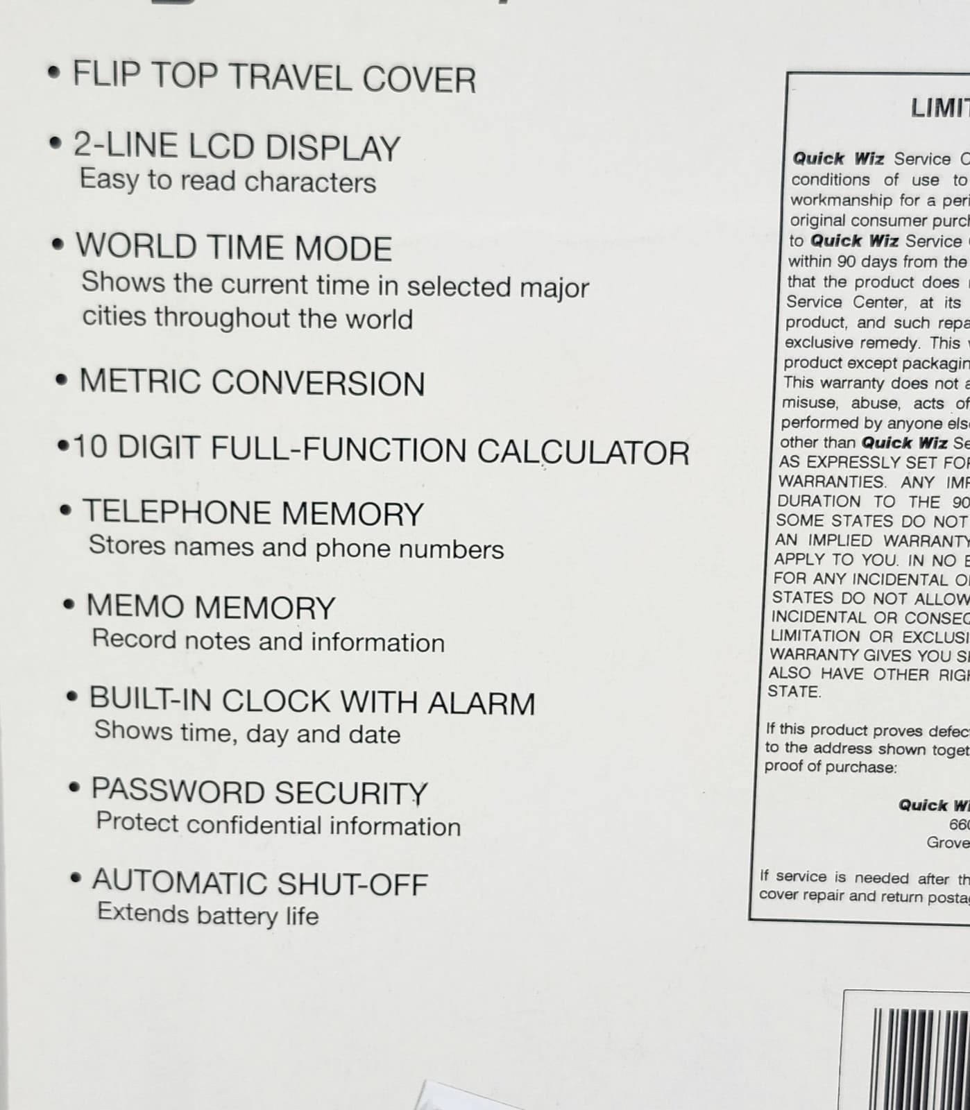 Quick Wiz Electronic Organizer Calculator Model DB30 NEW 5