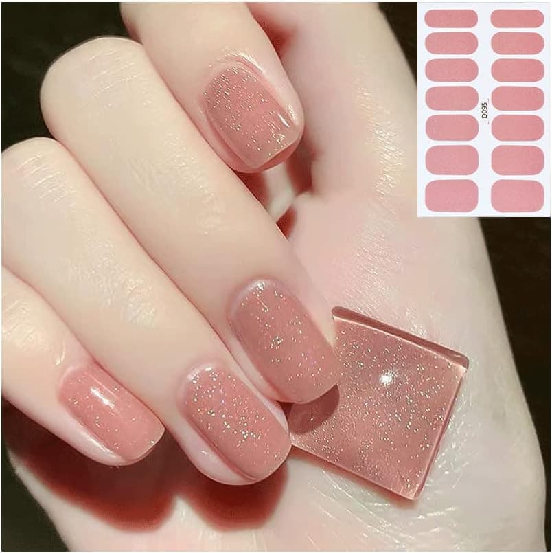 112 Pieces Thin Semi-Cured Gel Nail Strips Solid Full Nail Polish Sticker 4