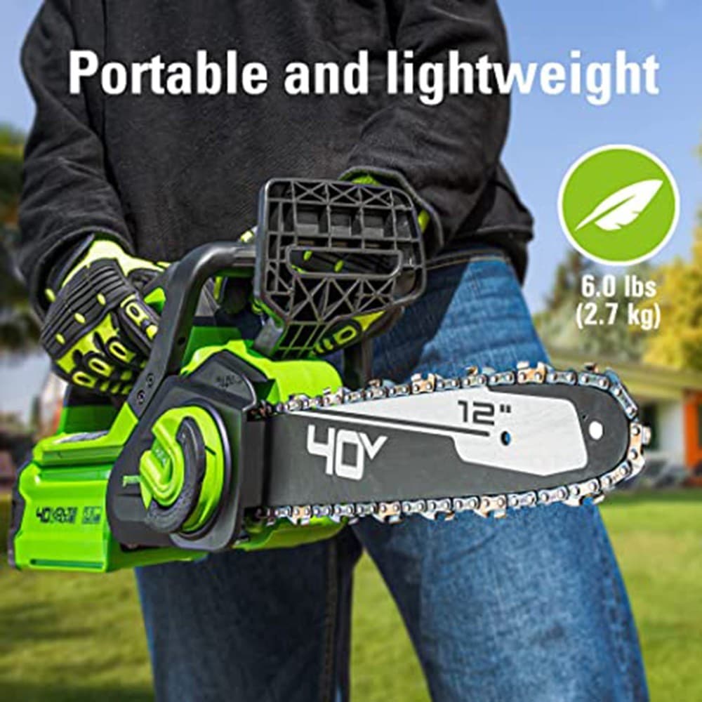Greenworks 40V 12 inch Cordless Chainsaw Gen2 with 2Ah Battery and 2A Charger 6
