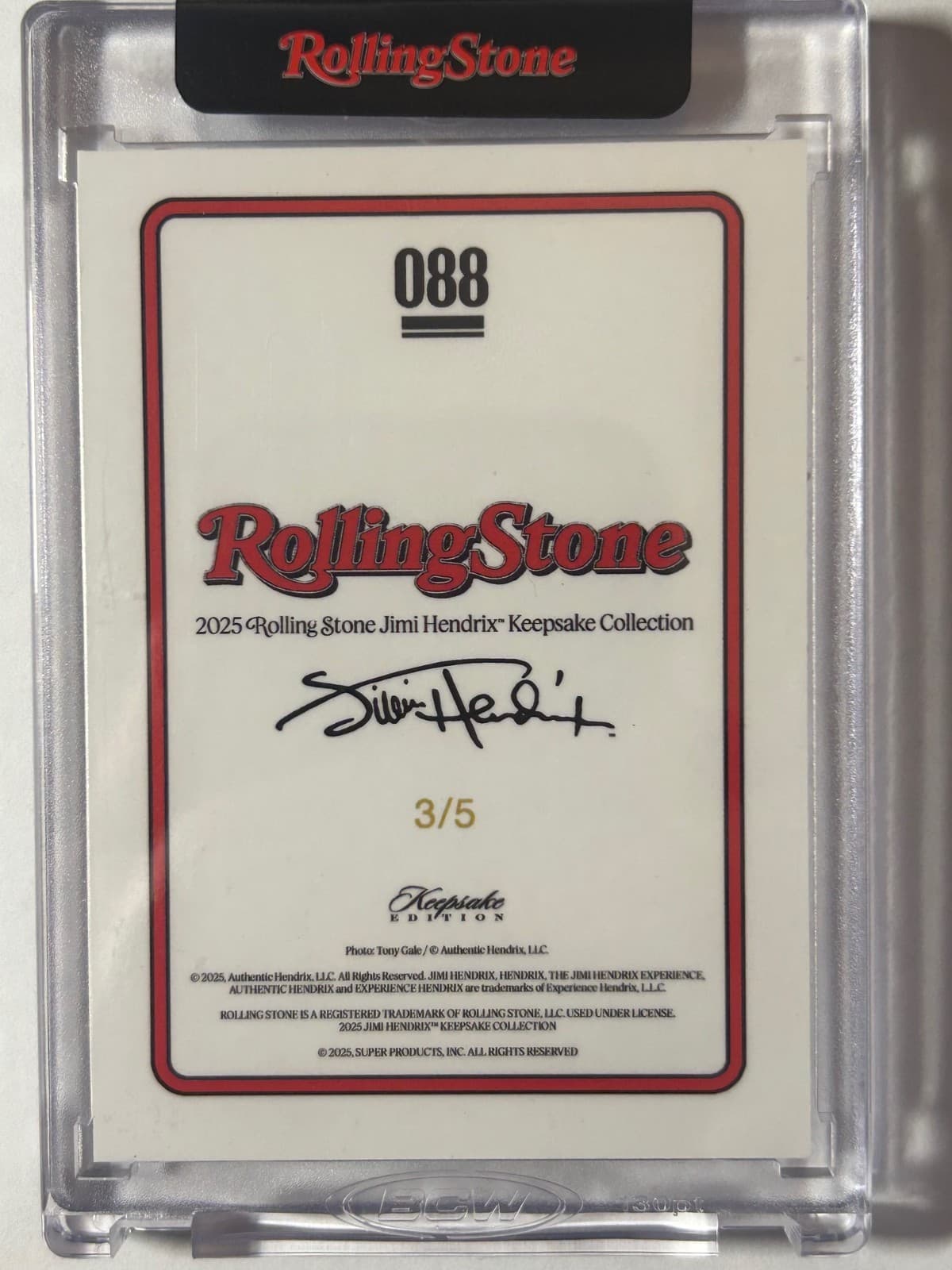 2025 ROLLING STONE KEEPSAKE COLLECTION Jimi Hendrix SP #3/5 FIREWORKS RELIC #88 2