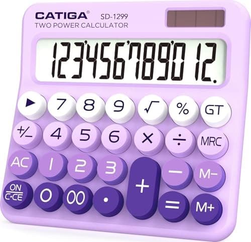  Mechanical Switch Calculator with Solar and Battery Dual Power, 12 Z) Lavender 2