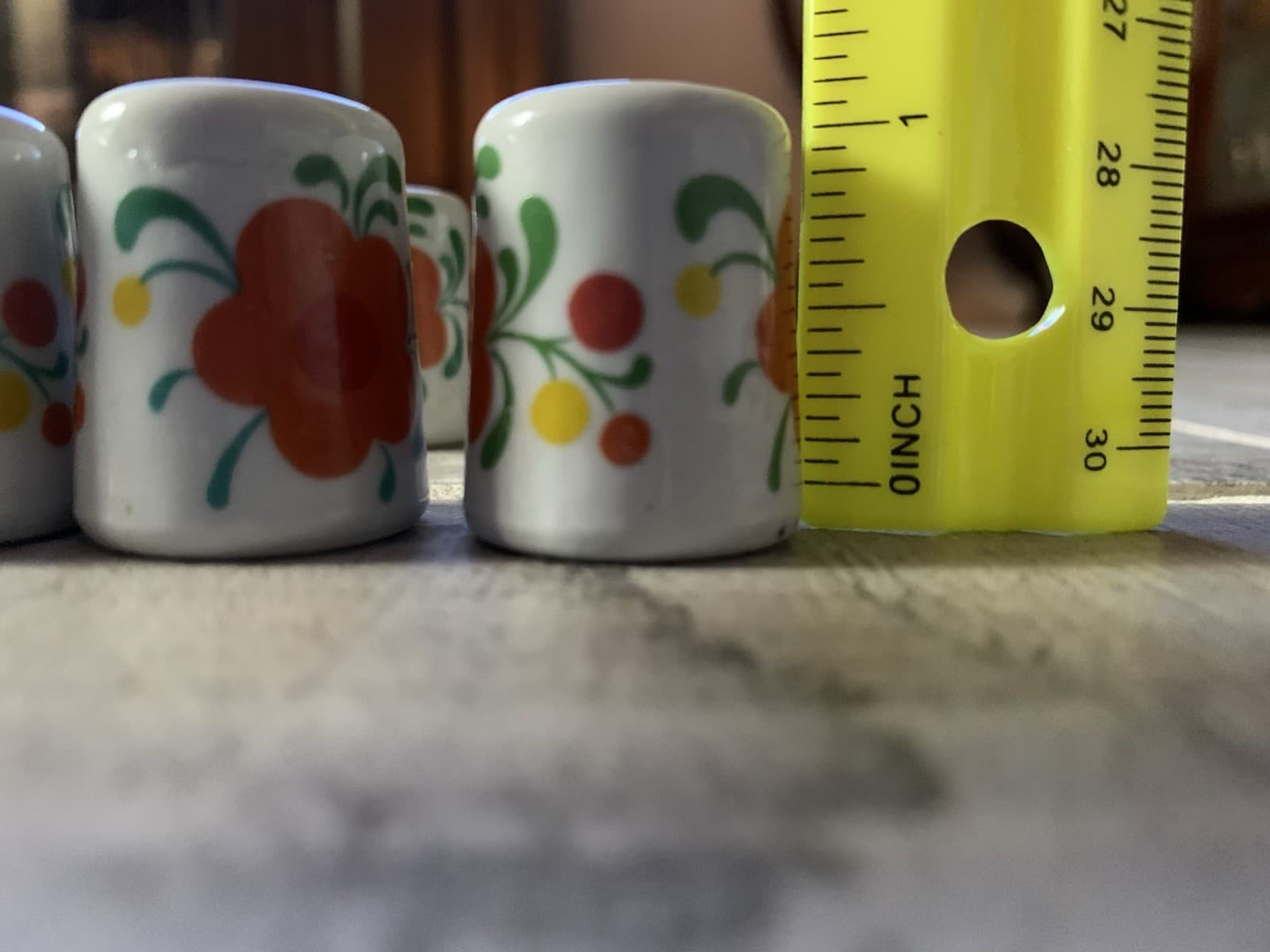 Set Of 10 Communion Mini Cups  1” Floral On White Ceramic, Southwestern Play 3