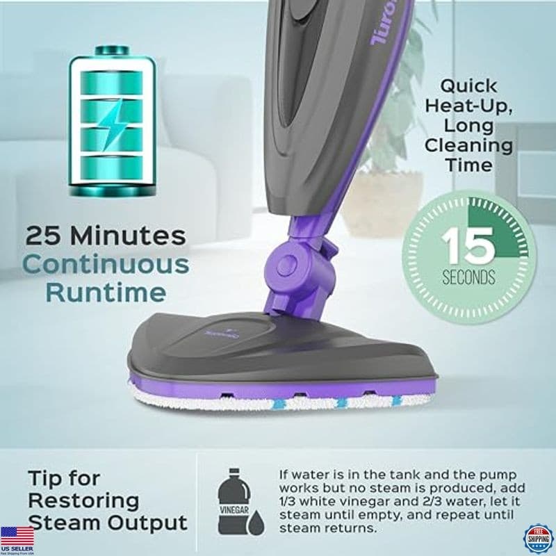 Turonic ST3 10-in-1 Steam Mop - 1500W, 110°C Steam, 25-Min Runtime, Handheld 4