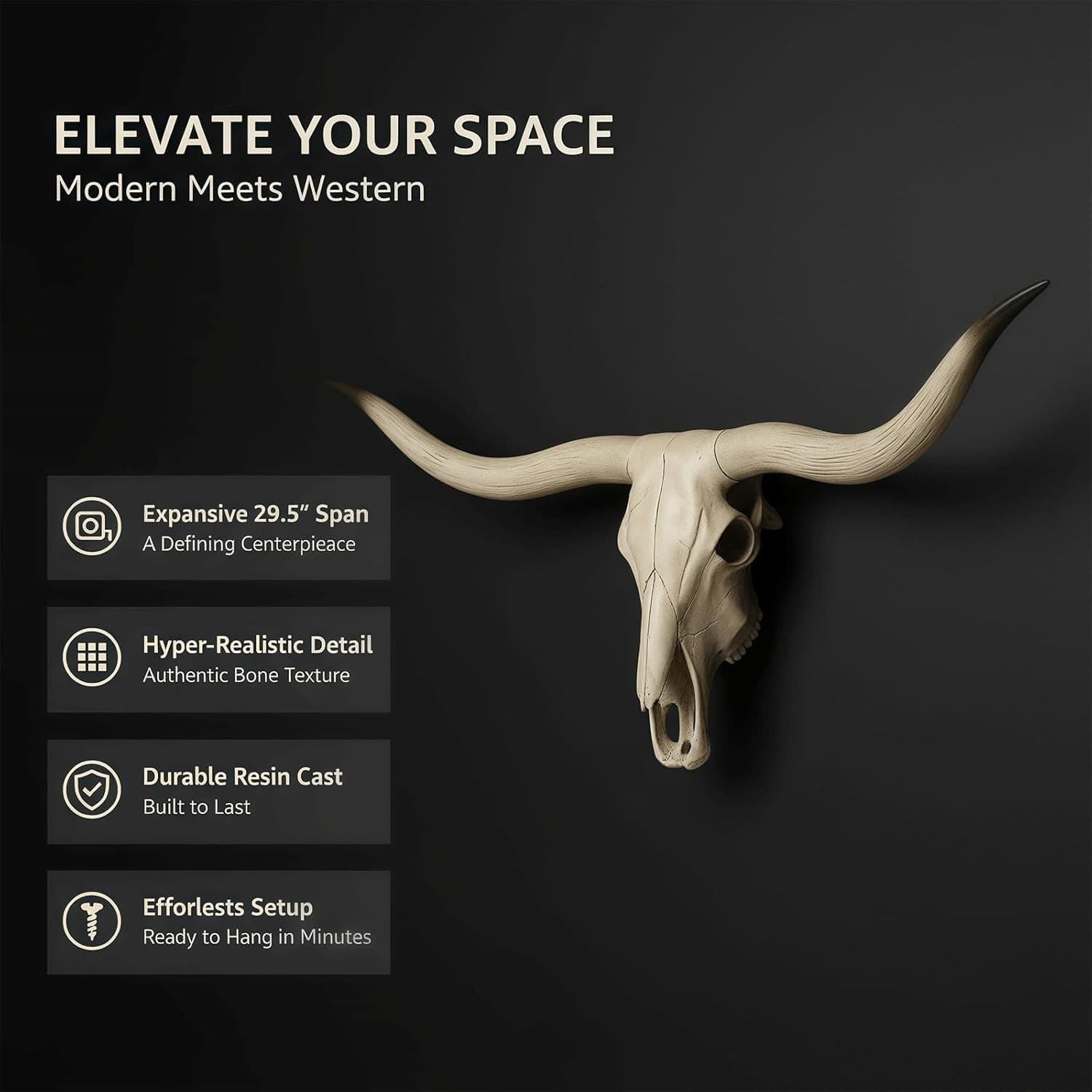 Skeleton Bison Bull Skull Wall Decor Cow Skull Wall Decor LonghornHead Sculpture 3