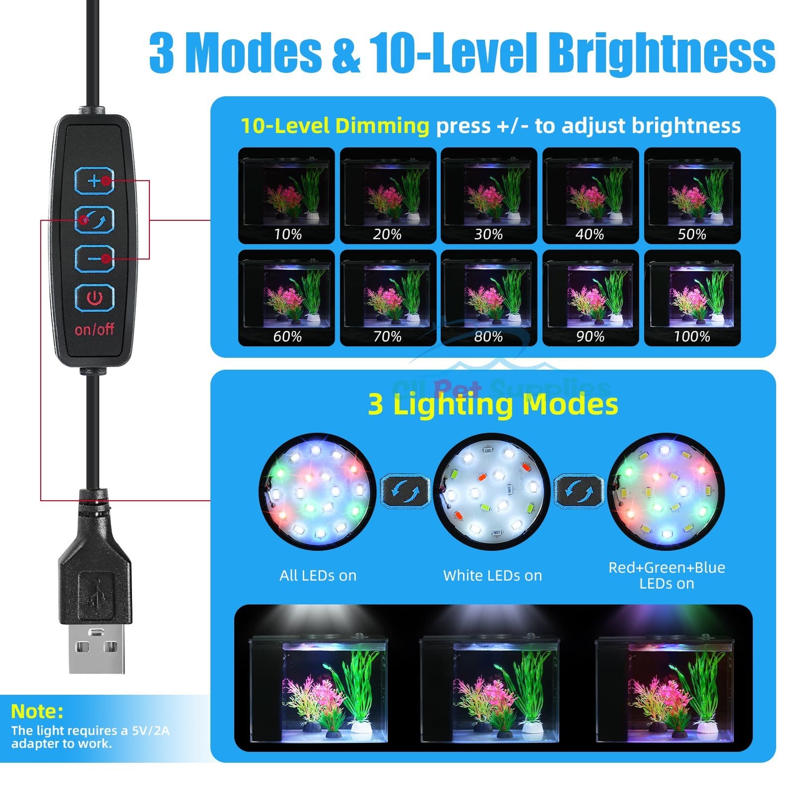 Small Fish Tank, 1 Gallon Betta Tank, Aquarium Kit with Light and Water Pump 3