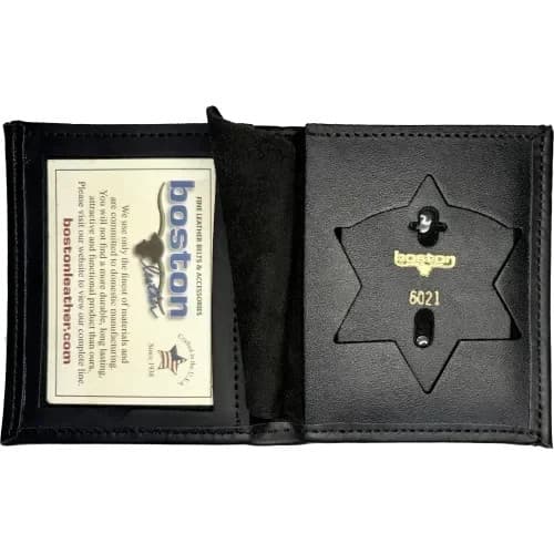 BOSTON LEATHER BOOK STYLE BADGE CASE: Cook County Sheriff Star Cutout (100-S-...