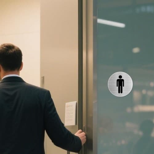 Toilet Signs 4 Inch Aluminum Self-Adhesive Man and Woman Waterproof WC Sign  5