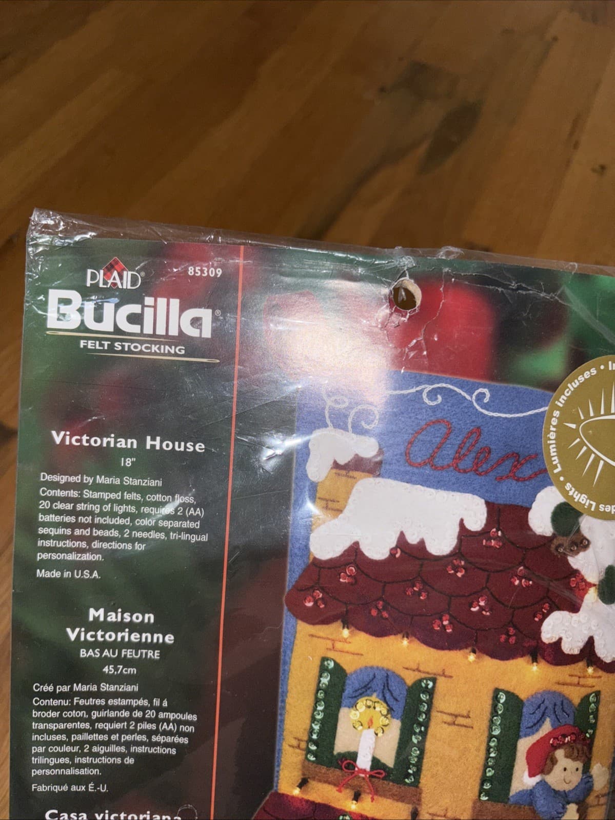 Plaid Bucilla Felt 18" Stocking Victorian House- Unopened Packaging Torn 3