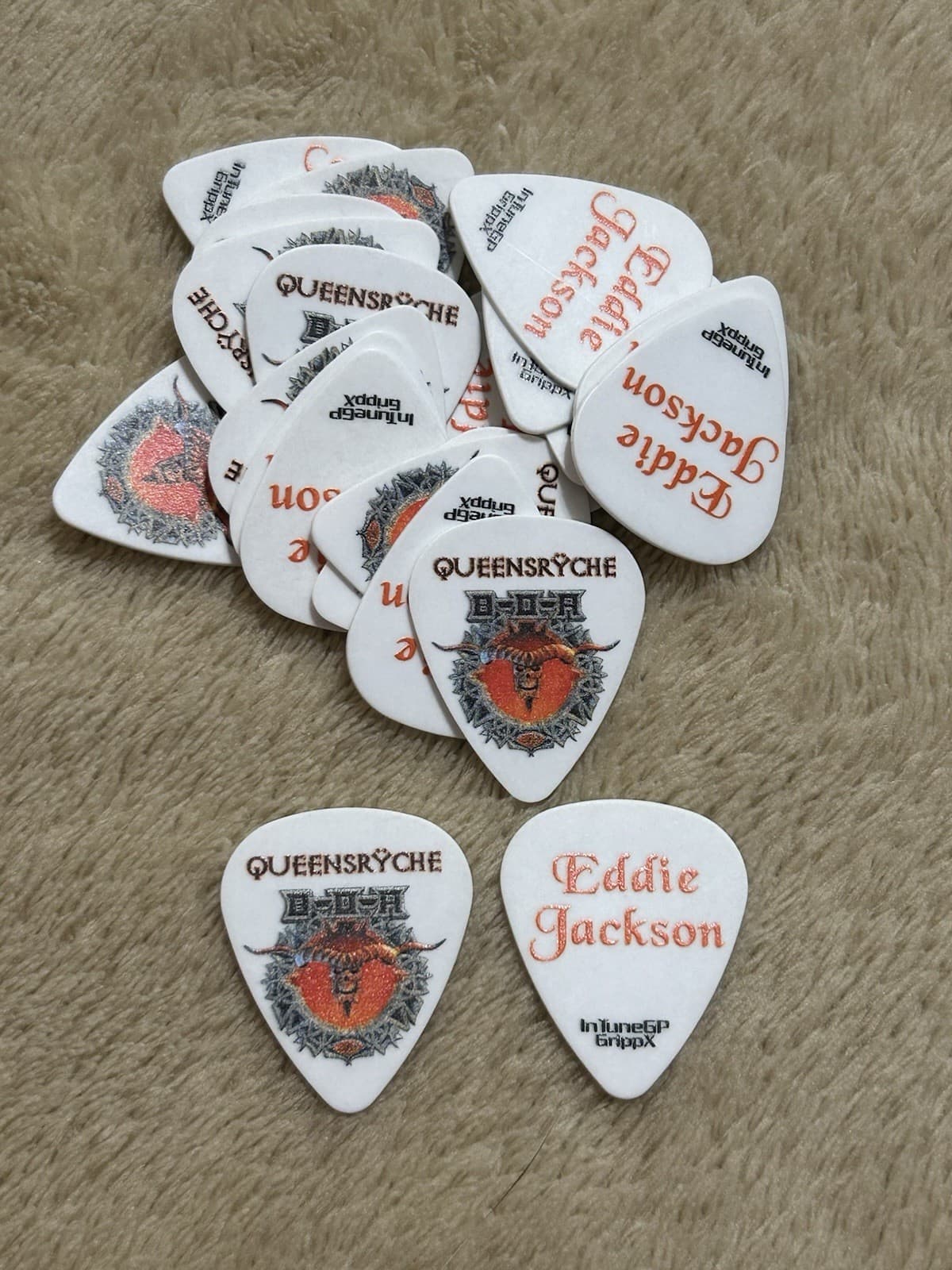 Queensryche “Eddie Jackson” 8/11/19 UK Bloodstock Festival Gutiar Picks-50 Picks
