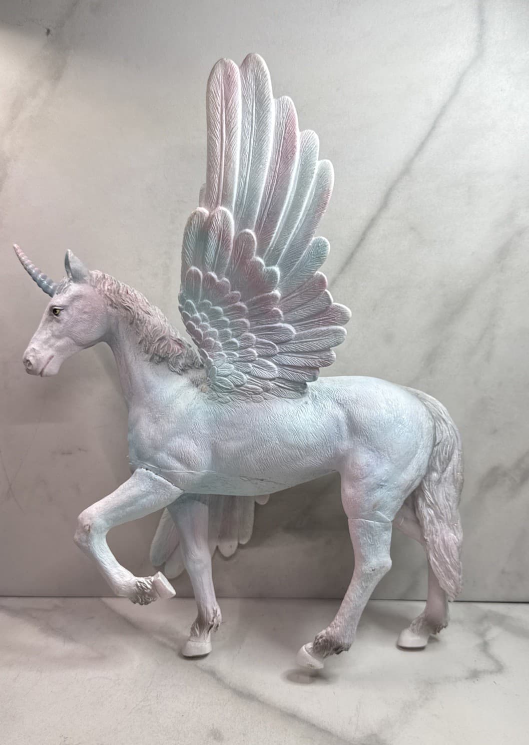 Beautiful Highly Detailed 10" Rubber Winged Unicorn Pegasus White Fantasy Horse