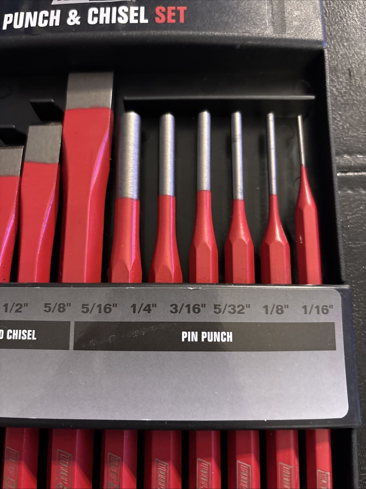 12 PC Punch & Chisel Set Cold Chisel Center Starter Pin Punch Heavy Metal W/Case 3