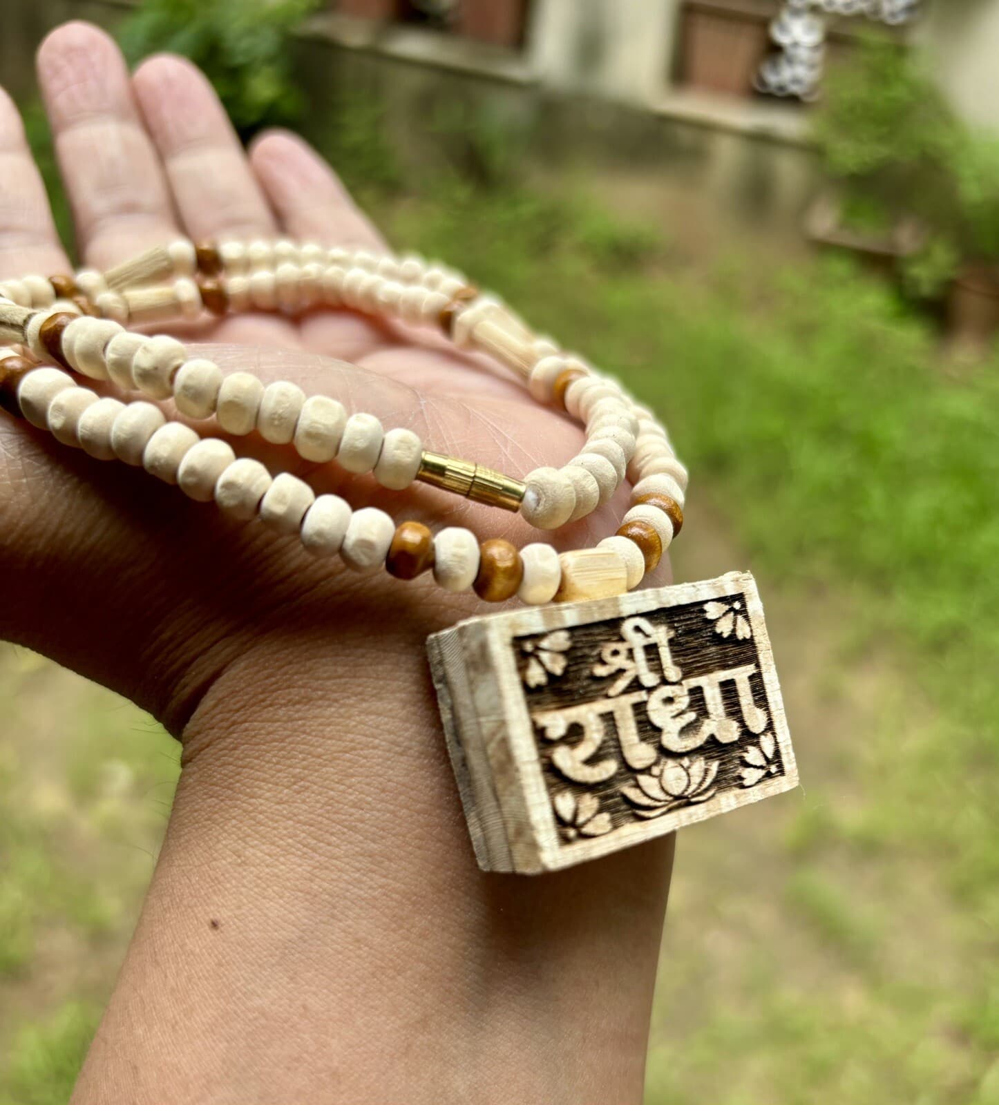 20 " Carved Radha Pendant TULSI TULASI VAISHNAV ISKCON Mala Kanthi Yoga Prayer 3