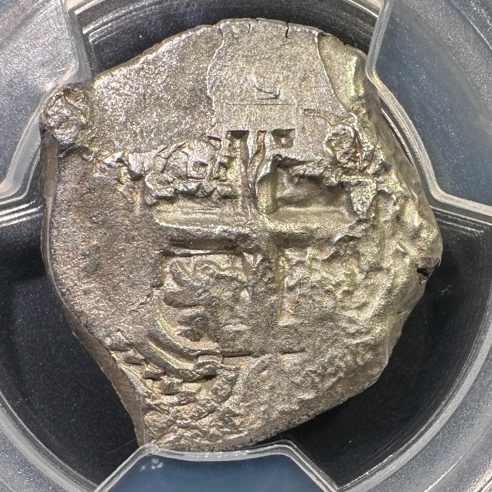 1740 Potosi Bolivia 4 Reales Cob Silver PCGS AU-50 Type Coin Double Struck 3