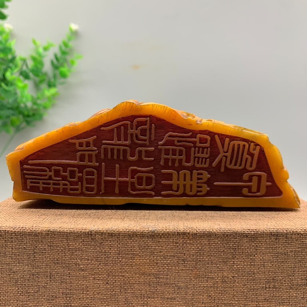 4.3"Noble old shoushan stone handwork carved Longevity god and children statue 6