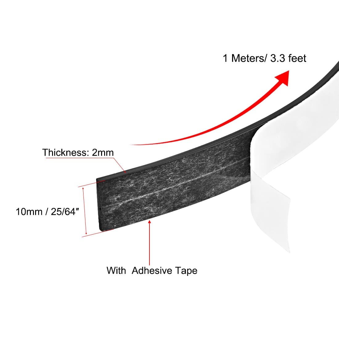 Magnetic Strip with White Adhesive Tape 25/64inch x 3.3Feet x 5/64inch 2
