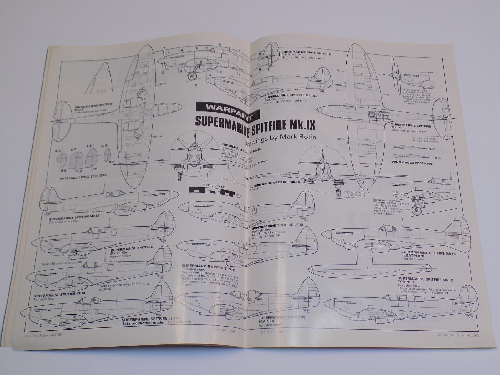 Aviation News Apr 1994 Supermarine Spitfire Mk.IX Plans Fokker 50 Norwich Dakota 3