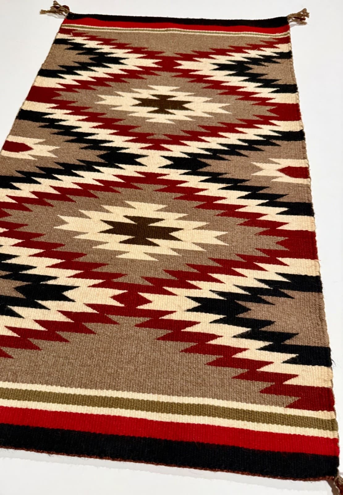 BEAUTIFUL NAVAJO GANADO RUG / TAPESTRY,SALTILLO SERRATED DIAMONDS,HANDSPUN,MINT! 6