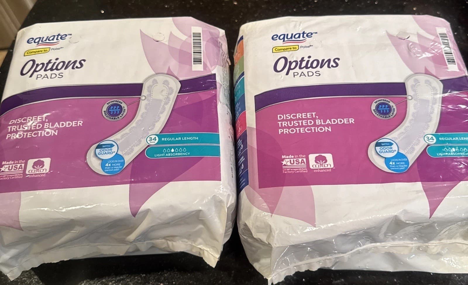 Equate Options Women's Moderate-Regular Incontinence Pads, 2X34ct= 68 Count 6