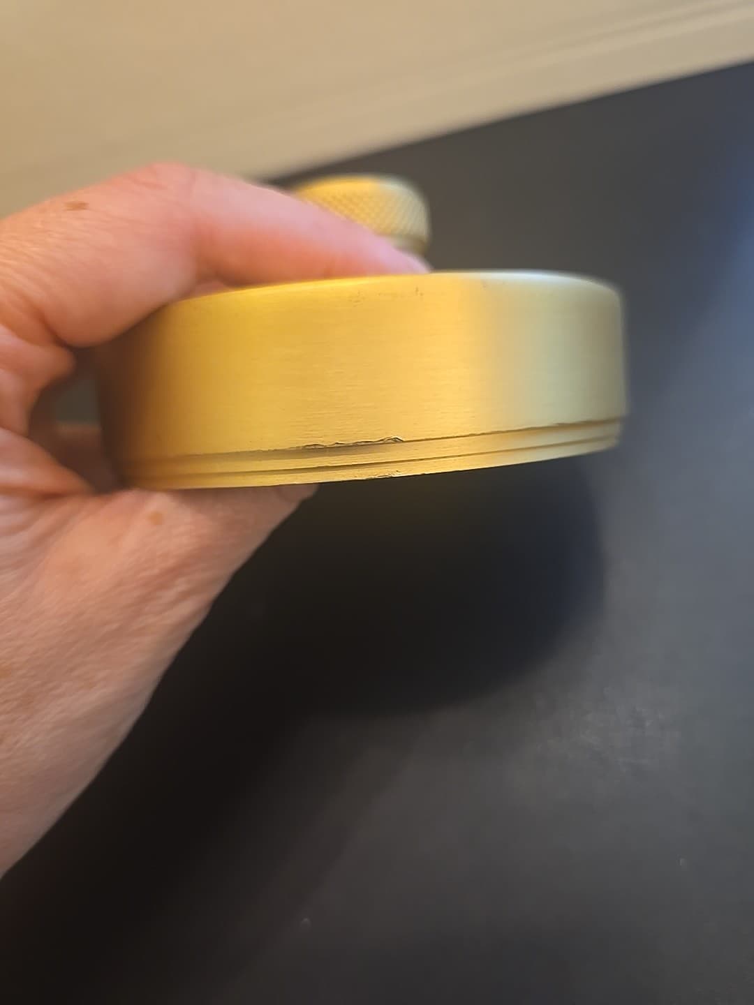 Restoration Hardware Lambeth Knurled Small Canister Lacquered Burnished Brass 6