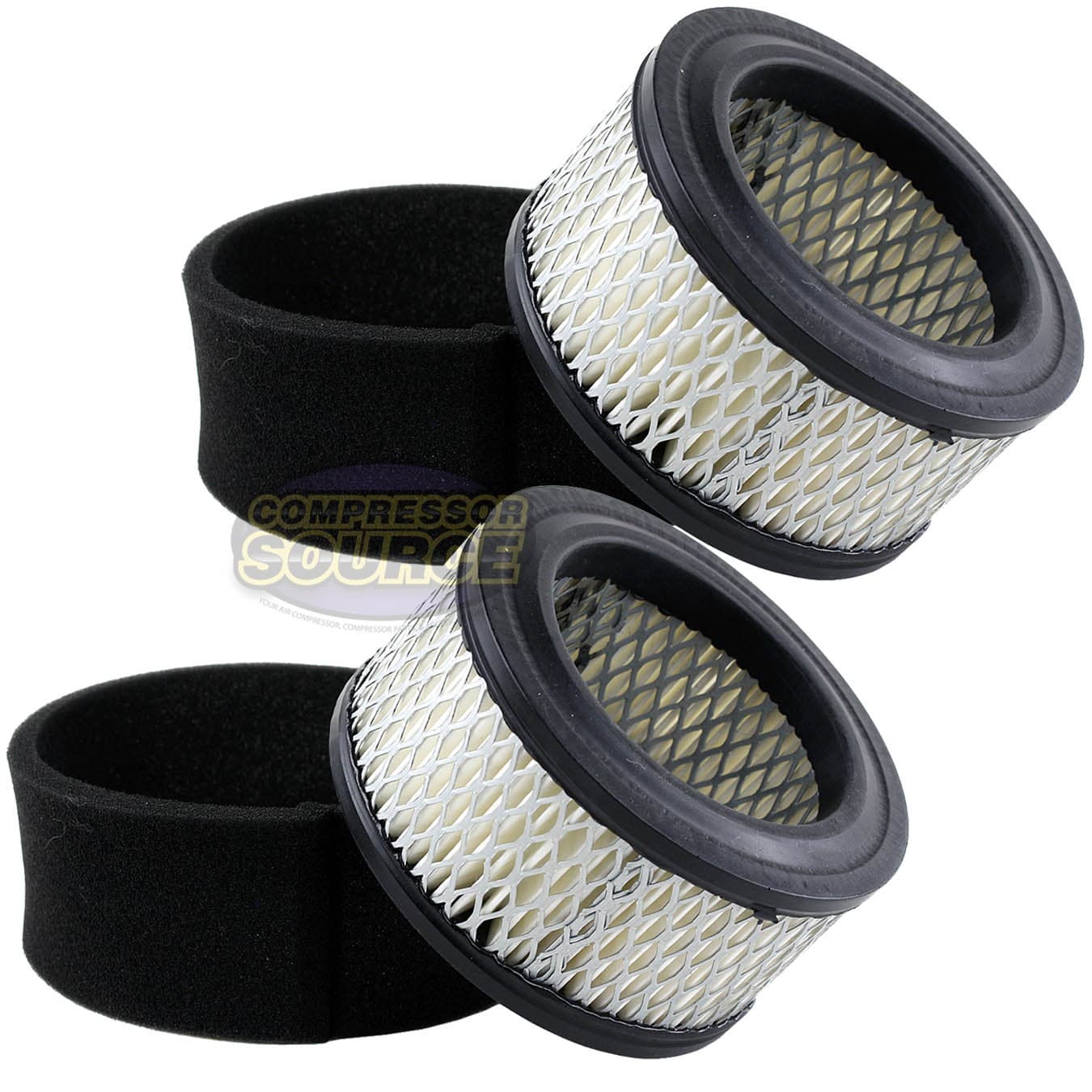 2 Pack Air Compressor Air Intake Filter Elements with Pre-Filters