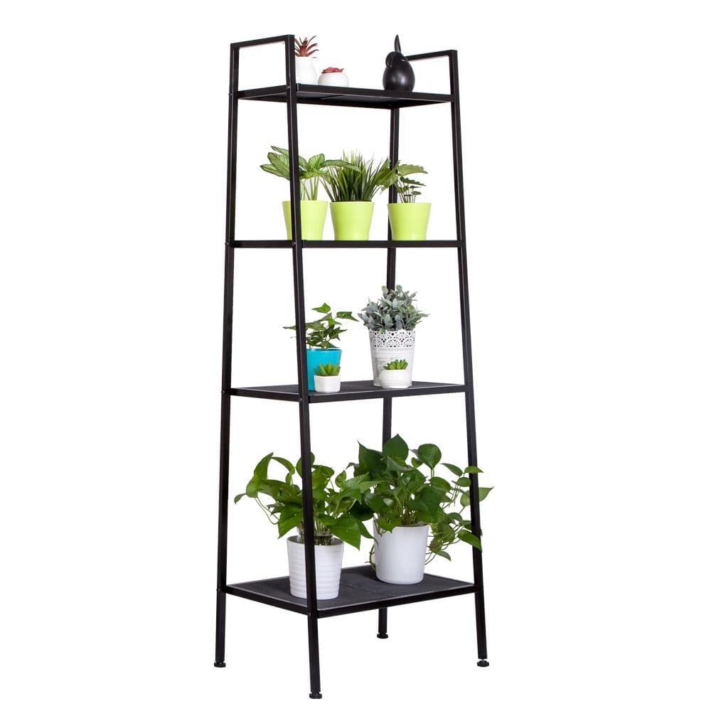 4 Tier Leaning Ladder Shelf Bookcase Bookshelf Storage Shelves Unit Organizer 2
