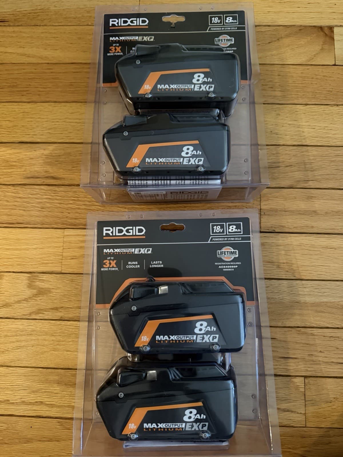 2 RIDGID 18V 8Ah LITHIUM BATTERY(SET  INVOUDES  4 BATTERY) 3