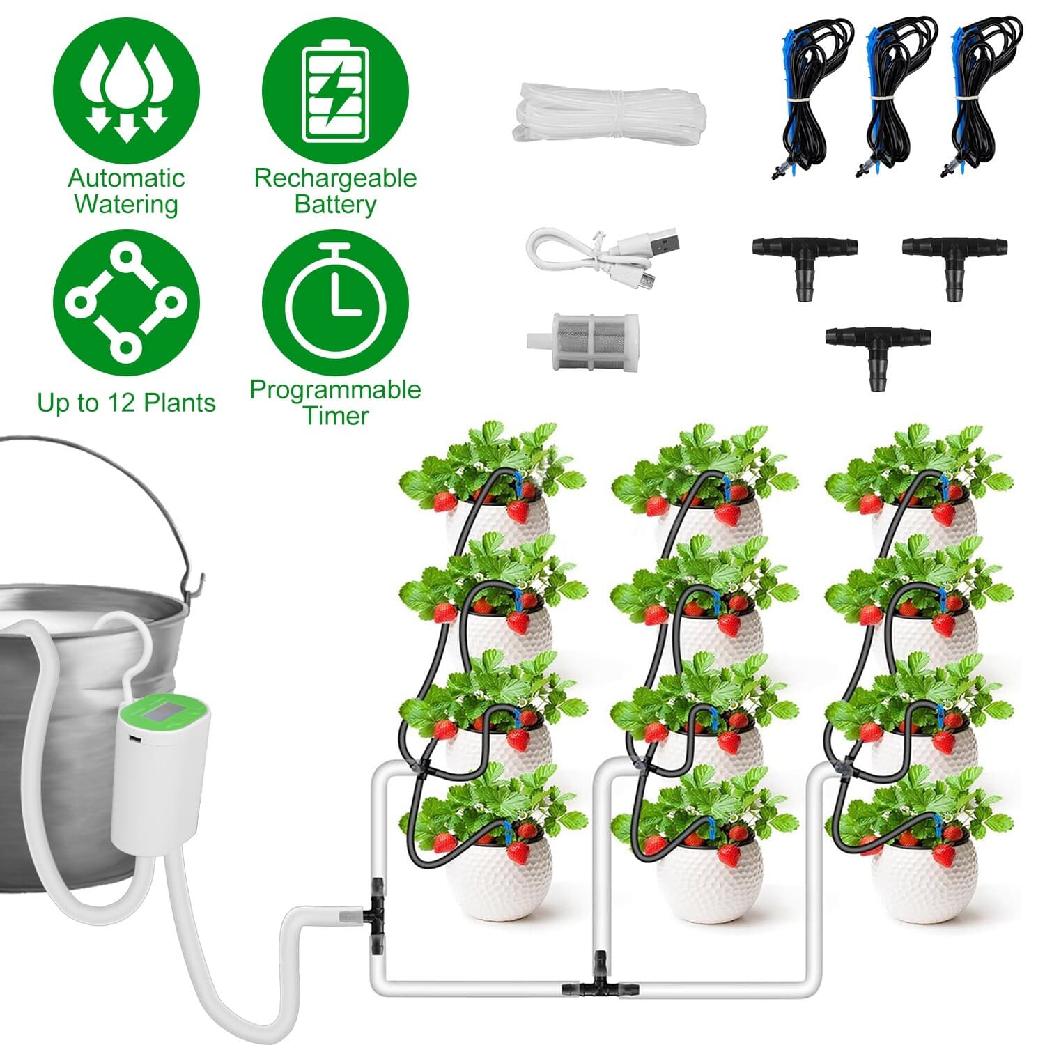 Automatic Drip Irrigation Kit, Houseplants DIY Micro Self Watering System 60 day 2