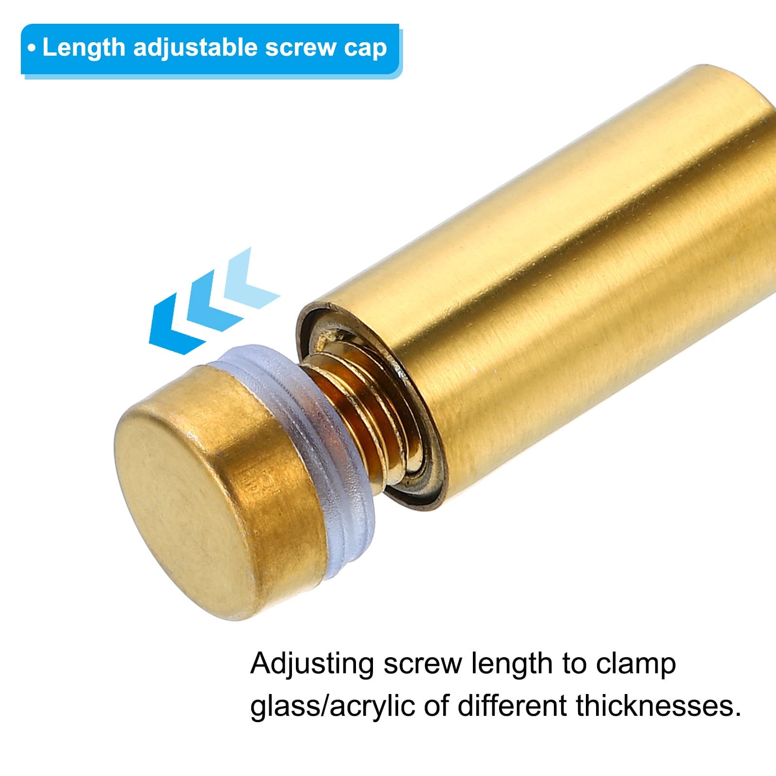 8 Set 1/2 x 1 Inch Sign Standoff Screws Stainless Steel Wall Standoff Gold 4