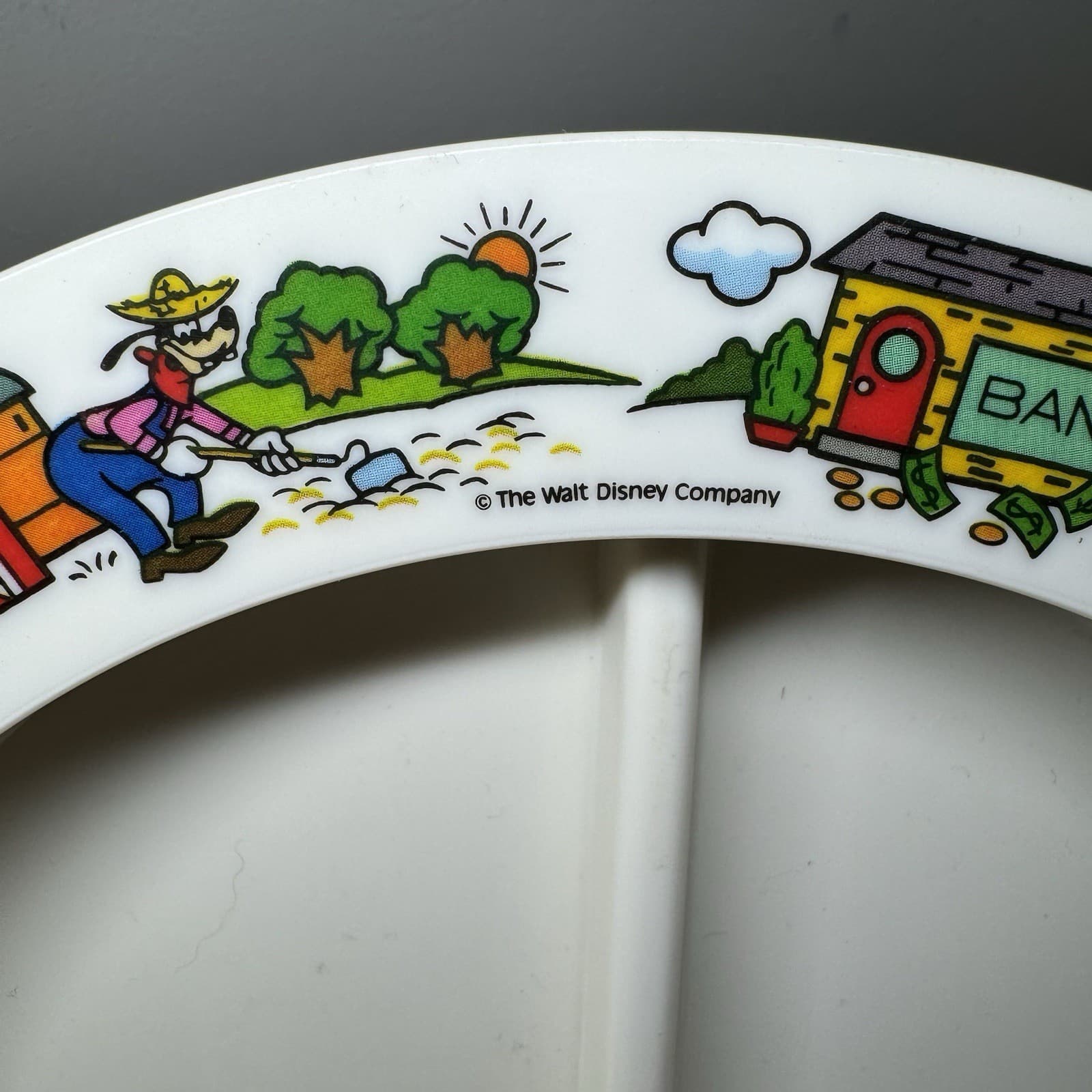 Vintage Disney Mickey Mouse Sectioned Divided Plate Train Melamine 3