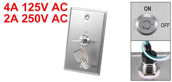 Key Switch On/Off Exit Switch Door Release SPST for Access Control with 2 Keys 2