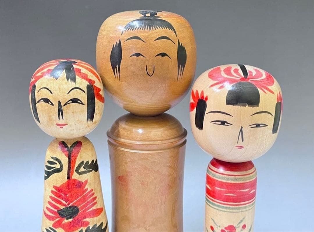 KOKESHI Jpanese Vintage Wooden Doll set of 7 Japan 18cm-33cm #001 5