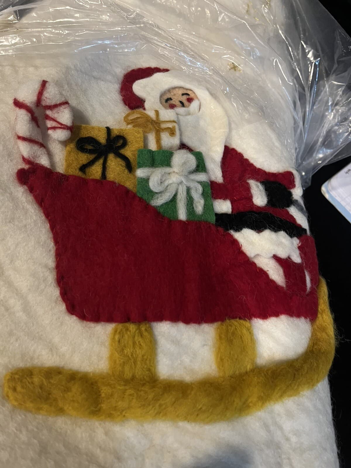 West Elm Felt Santa & Sleigh Tree Skirt 48" Christmas  New wo tag 3