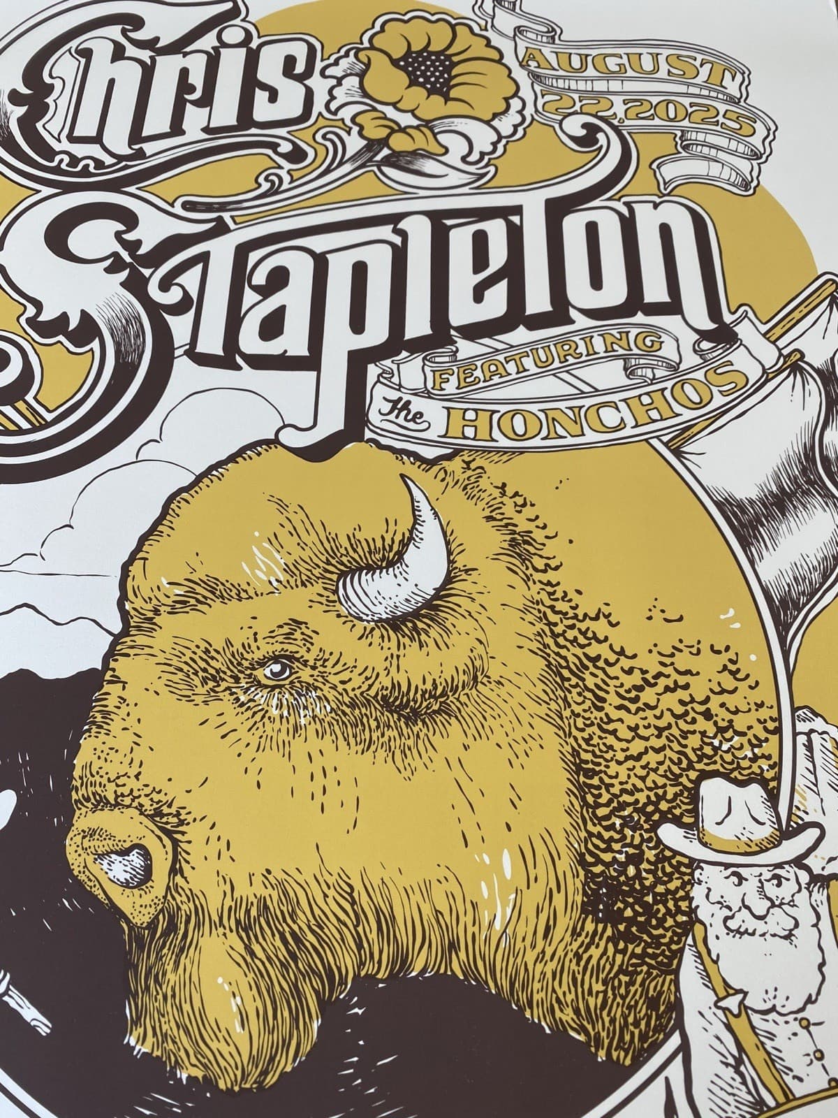 AUTHENTIC Chris Stapleton AP Poster Pepsi Denver CO August 22nd N1 2025 S/N #/25 5