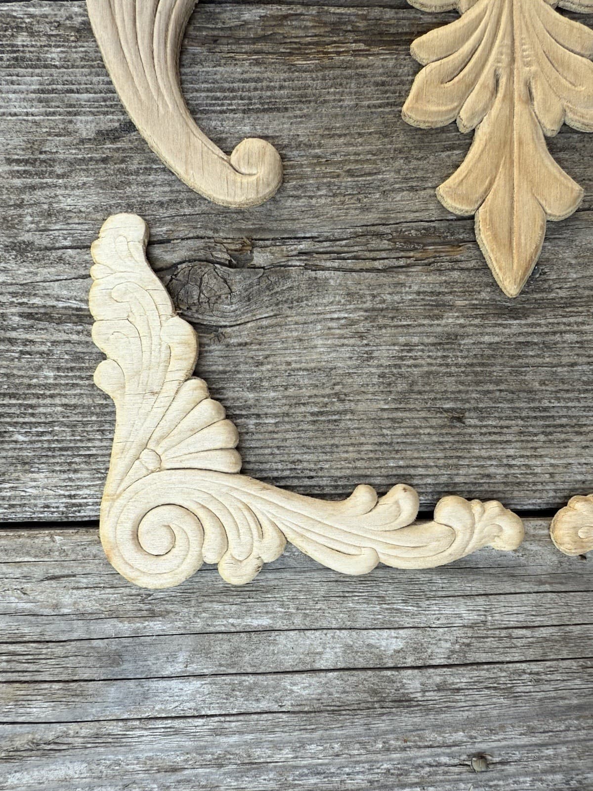 5 Carved Wood Overlays Decorative Trim Accent Appliqué Architectural Furniture 3
