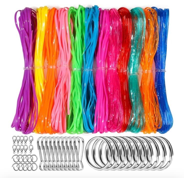 Bracelet String Kit 12 Colors Plastic Lanyard String Lacing Cord Bright Glitter