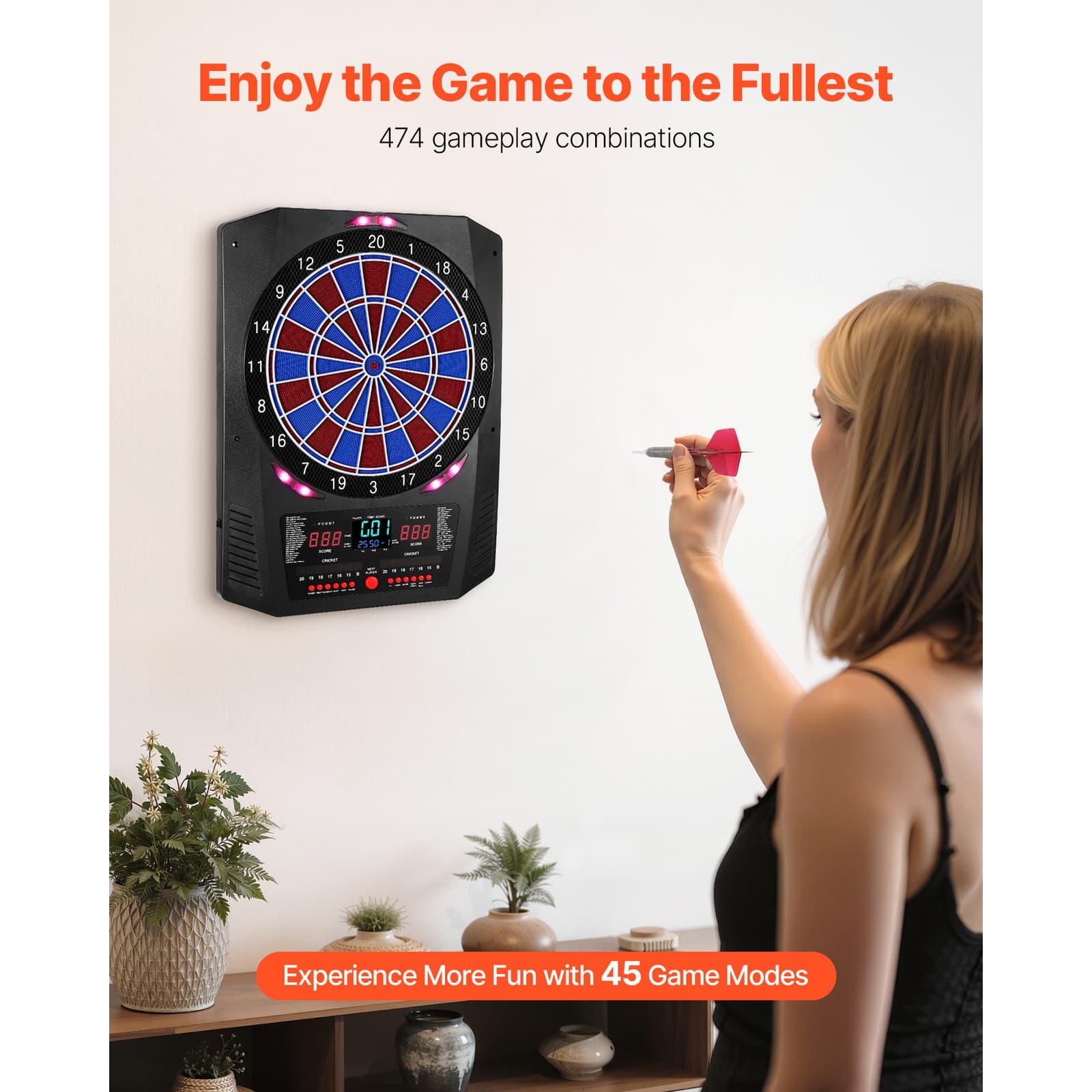 Uimoso Electronic Dartboard with 13.5" Target, 45 Games & 474 Play Options 2