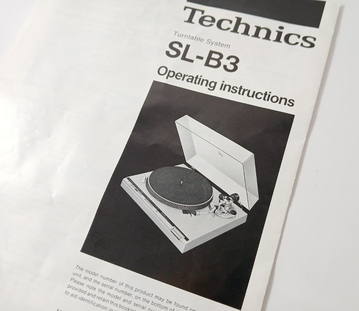 Original TECHNICS SL-B3 Turntable Record Player Manual Operating Instructions 2