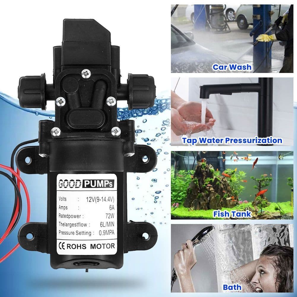 2X 12V Self Priming Sprayer 130PSI Electric Water Pump for RV Camper Marine Boat 5