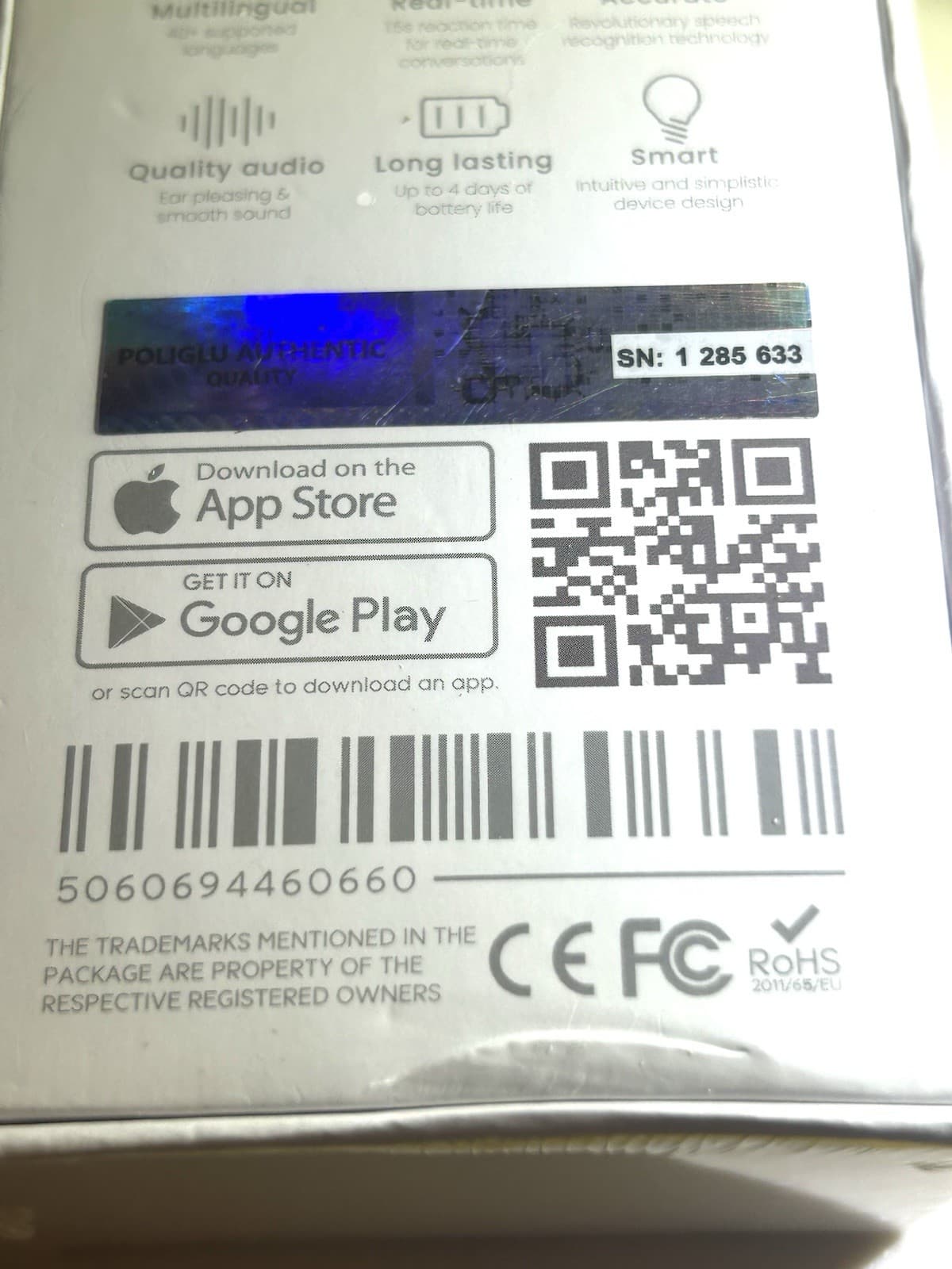 New Poliglu Real Time Translator. Over 40 Languages. Sealed  4