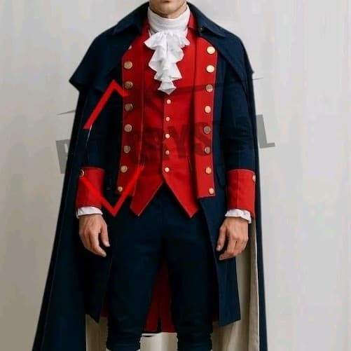 18th Century Colonial Suit Revolution Coat, Tricorne Hat - Theater Cosplay Full 2