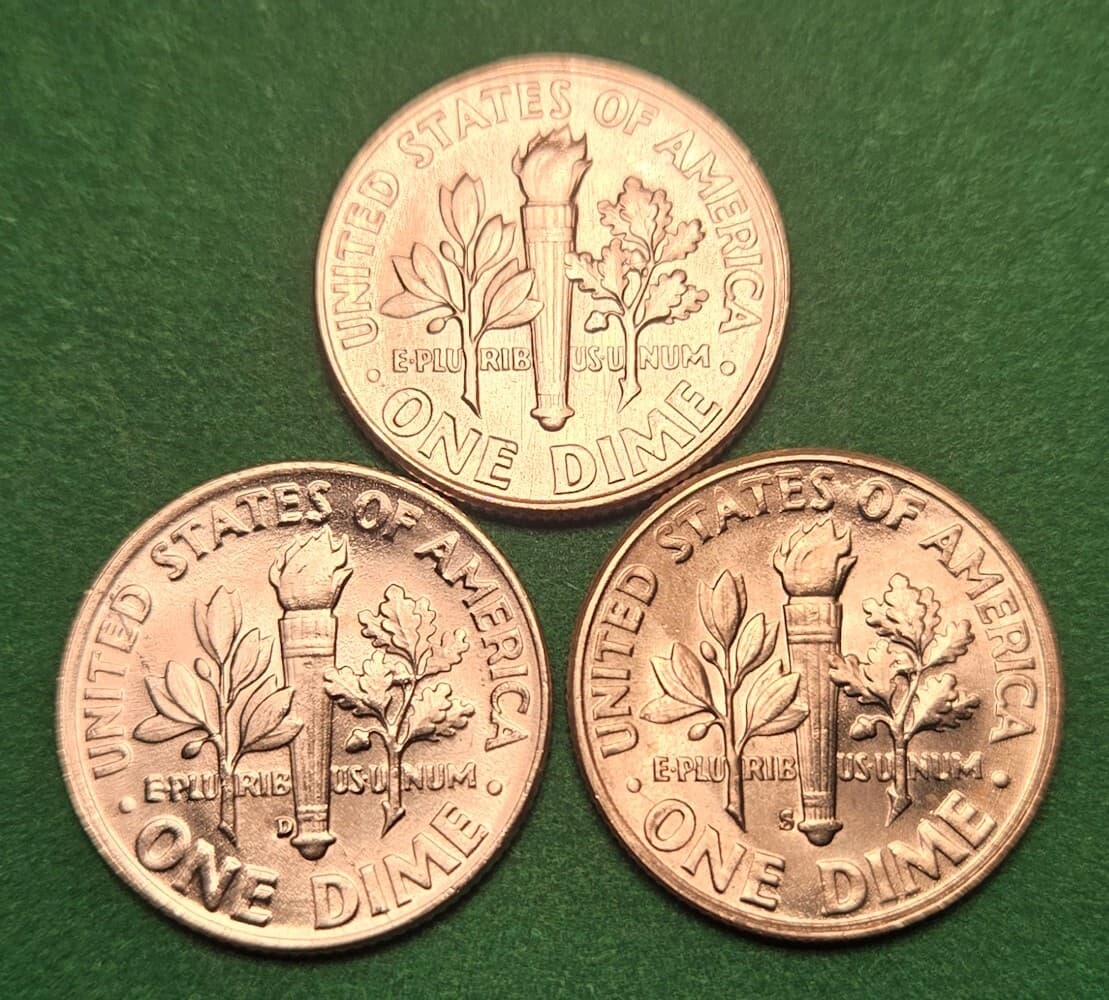 1953 PDS (3 coins) Roosevelt Dimes from original BU rolls - 24 Sold 2