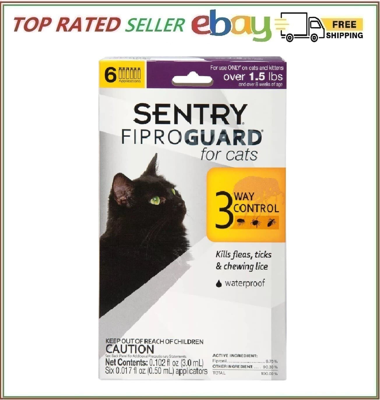 Sentry Fiproguard Flea and Tick Topical Drops for Cats 6 Doses Treatment Control